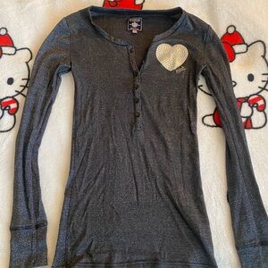 Y2K shimmery Victoria’s Secret PINK henley long sleeve